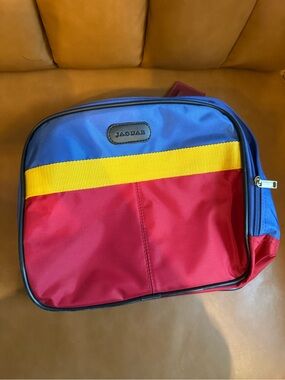 Vintage 90s Jaguar  Colorblock Toiletry Bag in Blue, Yellow & Red